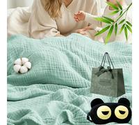 Gienslru Couverture en mousseline douce et légère pour adulte - 100 % mousseline de coton - Couverture d'été en mousseline - Couverture d'été en mousseline - Couverture d'été en lin - Vert clair - 70
