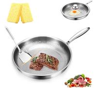 Gienslru Poêle en titane de qualité supérieure - Tovara Titanium Pro - 26/28/30 cm - Poêle en titane avec couvercle - Ensemble de pots et pans, multifonction, parfaite pour toutes les plaques de