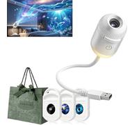 Gienslru Projecteur Holographique 5D, 360° Réglable Galaxy Projector, Hd Smart Dynamic Night Light Projector, Plug and Play Projecteur d'étoiles, pour Chambre, voiture，3 films de projection