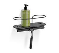 Giese panier de douche 40603-14 monté sur barre de douche, avec crochet et raclette de douche, noir mat