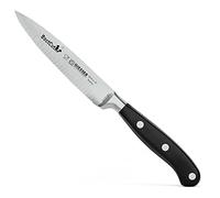 Giesser depuis 1776 - fabriqué en Allemagne - couteau d`Office tranchant forgé 10 cm dentelé, BestCut, résistant à la chaleur, noir, Couteau à larder allemand lavable au lave-vaisselle, inoxydable