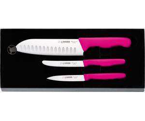 Giesser Ensemble de couteaux de cuisine 3 pièces Couteau rose