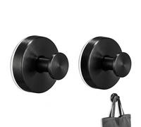GifBasg Lot de 2 crochets à ventouse extra solides pour salle de bain, inox noir, sans perçage, porte-serviettes et crochets de peignoir pour douche, carrelage, verre et miroir
