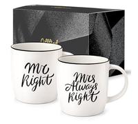 Gifffted Mr Right Mrs Always Right Mugs, Cadeau De Mariage Unique Pour le Couple,cadeaux Pour Fiançailles,anniversaire, Mariée et le Marié, Cadeaux de Noël, Ensemble À Café, Original Couples Tasses