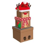 Gift Maker - Boîte cadeau empilable - Motif rennes - Coffret - 3 pièces - Noël