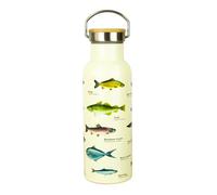 Gift Republic Bouteille d'eau chaude et froide à double paroi en acier inoxydable, anti-fuite, sans BPA, avec couvercle à incrustation en bois, respectueuse de l'environnement pour les aventures en