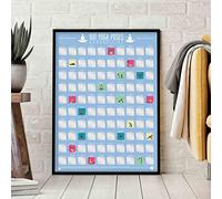 Gift Republic Poster à gratter avec 100 poses de yoga - Bleu - Format A2