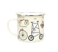 Gift Republic Tasse en émail pour vélo, camping, extérieur, 500 ml, tasse à café en métal, cadeau pour homme, imprimé vélo