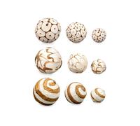GIFTDECOR Set de 12 boules décoratives assorties, Blanc-Marron