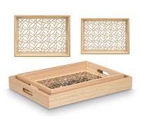 GIFTDECOR Set de 2 plateaux rectangulaires floraux