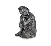 GIFTDECOR Statue de Bouddha assis de profil en résine argentée