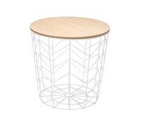 GIFTDECOR Table Auxiliaire Acier et Bois Blanc 41x41cm