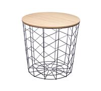 GIFTDECOR Table Auxiliaire en Acier avec Plateau en Bois Noir