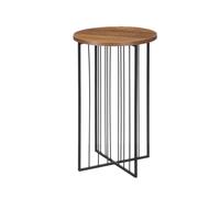 GIFTDECOR Table Auxiliaire Ronde Haute Naturel + Noir