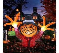 GIFTFIND Monstre gonflable en forme de citrouille d'Halloween de 2,5 m de large, décorations d'Halloween géantes et lumineuses pour l'extérieur, décoration de cour effrayante avec les mains pour