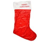 Gifts 4 All Occasions Limited Chaussette géante en Velours Rouge 88 cm de Long Sac de Noël Sac Cadeau Blanc Taille Unique
