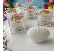 giftupstore - Lot de 50 bougies blanches élégantes en forme de coquillage pour mariages, fêtes prénatales et sur la plage, cadeaux de fête polyvalents