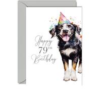 Giftzie Cartes d'anniversaire 79 ans pour homme et femme - Motif chien - Carte d'anniversaire pour femme de 79 ans, grand-mère, grand-père, maman, papa, tante, oncle, cousin, format A5