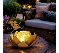GIGALUMI Lampes solaires d'extérieur en forme de fleur de lotus, étanches IP44, décoration extérieure pour jardin, terrasse, pelouse, allée, étang, cadeaux uniques pour maman, femme