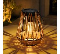 GIGALUMI Lampes Solaires d'extérieur Suspendues, Lot de 1 Lanterne Solaire en Rotin, Lampes Solaires IP44 étanches, décoration de Jardin, Lanternes Tressées à la Main pour Patio, Hexagonal