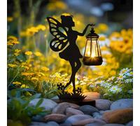 GIGALUMI Lot de 1 Statues de Fée en Fer avec Lampes Solaires - Décorations de Jardin étanches pour Terrasse, Cour, Unique pour Maman
