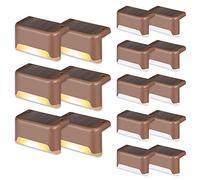 GIGALUMI - Lot de 16 lampes solaires de terrasse - Finition bronze - Étanches - Pour allée, cour, terrasse, escaliers, marches et clôtures (blanc chaud)
