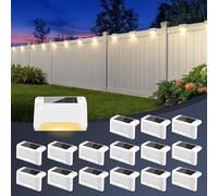 GIGALUMI Lot de 16 Lampes Solaires pour Escaliers Extérieurs, Éclairage Extérieur Solaire, Étanche Lampes Solaires pour Clôture, Escalier, Marches, Cour (Blanc, Blanc Chaud)