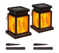 GIGALUMI Lot de 2 lanternes solaires de jardin avec flamme vacillante réaliste