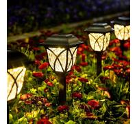GIGALUMI Lot de 6 lampes solaires d'extérieur à LED étanches, décoratives, pour cour, terrasse, paysage, allée (blanc chaud)