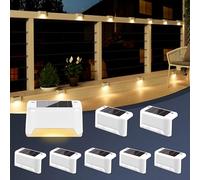 GIGALUMI Lot de 8 Lampes Solaires pour Escaliers Extérieurs, Éclairage Extérieur Solaire, Étanche Lampes Solaires pour Clôture, Escalier, Marches, Cour (Gris, Blanc Chaud)