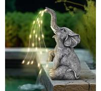 GIGALUMI Statue d'éléphant - Décoration de Jardin - Figurine d'éléphant d'arrosage - Lumières LED à énergie Solaire - Cadeaux pour Maman - Cadeaux d'anniversaire pour Femme - Décoration d'éléphant