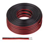 GIGIIS 22AWG Rallonge Câble Fil 30 Mètres 0,33mm² 2 Câble De Connexion Fil Électrique 22AWG Fil électrique Fils jumelés Cuivre Noir + Rouge Câble silicone pour bandes LED et câblage électronique
