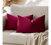 GIGIZAZA Housse de Coussin 30x50cm Canapé en Velours Décoration Chambre Taie d'oreiller Sofa Salon 2 pièces Bourgogne