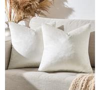 GIGIZAZA Housse de Coussin 40x40 cm Canapé en Velours Décoration Chambre Taie d'oreiller Sofa Salon 2 pièces Ivoire