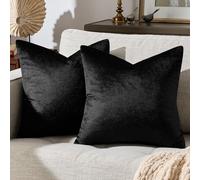 GIGIZAZA Housse de Coussin 40x40cm Canapé en Velours Décoration Chambre Taie d'oreiller Sofa Salon Noir 2 pièces