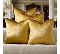 GIGIZAZA Housse de Coussin décorative en Velours Brillant Gris argenté 18x18inch(45x45cm)-4pcs doré