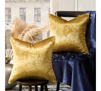GIGIZAZA Housses de Coussin carrées décoratives en Velours pour canapé, 55 x 55 cm, doré