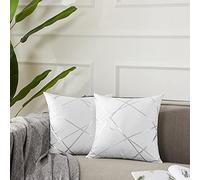 GIGIZAZA Housses de Coussin en Velours Housses d'oreiller Carrées Décoratives pour Canapé Chambre Salon 65x65 CM Lot de 2 Blanc