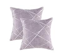GIGIZAZA Housses de Coussin en Velours Housses d'oreiller Carrées Décoratives pour Canapé Chambre Salon 40x40 CM Lot de 2 Violet