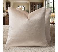 GIGIZAZA Lot de 2 housses de coussin carrées décoratives en velours de style bohème pour canapé et sofa, 40 x 40 cm, kaki champagne