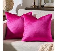 GIGIZAZA Lot de 2 housses de coussin carrées décoratives en velours rose vif, 127 x 127 cm, solides, super douces, décoratives et modernes, pour canapé, chambre à coucher
