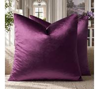 GIGIZAZA Lot de 2 housses de coussin en velours doux Aubergine 50 x 50 cm
