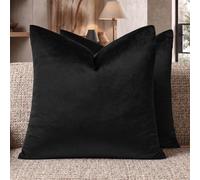 GIGIZAZA Lot de 2 housses de coussin en velours doux pour canapé Noir de jais 40 x 40 cm