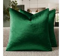 GIGIZAZA Lot de 2 housses de coussin en velours doux Vert militaire 55 x 55 cm