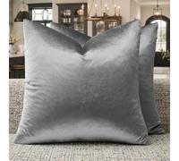 GIGIZAZA Lot de 2 housses de coussin en velours gris foncé 45 x 45 cm