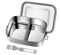 Gigmeta Boîte à Lunch Premium en Acier Inoxydable, 1200ML Boîte à Lunch Anti-Fuite avec Séparateur Amovible, Boîtes à Lunch Premium en Métal Respectueuses de l'environnement pour Adultes et Enfants