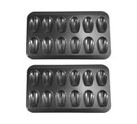 Giilayky Lot de 2 casseroles antiadhésives Madeleine, moule à gâteau four 12 plaque antiadhésive au chocolat, utilisé pour four noir