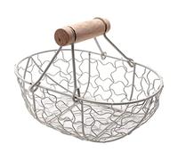 Giilayky PoignéE en Bois MéTal RéTro Panier Portable Multifonctionnel LéGumes Fruits Oeufs éPicerie Pratique Rangement Panier Organisateur Blanc
