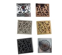 GIJMZY Grille Douche Siphon de Sol en Laiton avec Sculptures exquises, 10 x 10 cm, for Douche, Salle de Bain et Balcon.(Bright Silver)