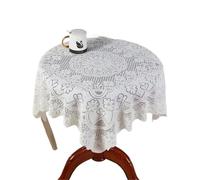 GIJMZY Nappe à Carreaux en Dentelle et Diamant, Fleur de Prunier, Creuse, Blanche, Ronde, carrée, vêtements décoratifs(Style05 White,90x90cm)